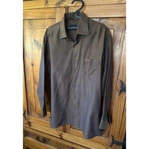 NWOT Vintage BOSS Hugo Boss Size 16 32/33 Brown 100% Cotton Dress Shirt
